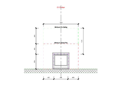 Ember 700 Clearance Elevations 3-Sided in Framing