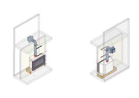 Symmetry RDV3611 Standard Frame Plan and Isometric Overview Horizontal Flue