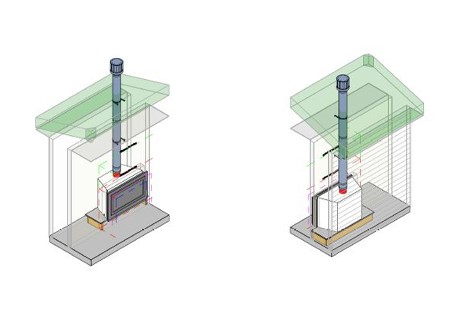 Symmetry RDV3611 Standard Frame Plan and Isometric Overview Vertical Flue